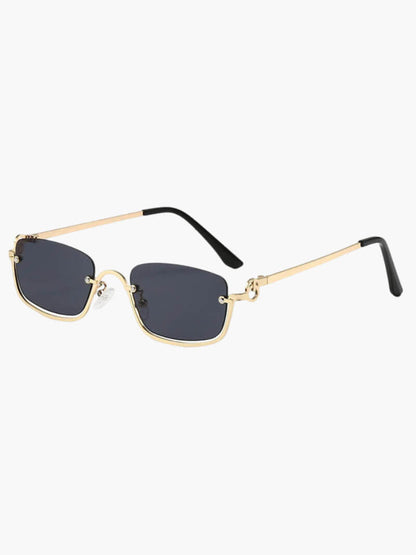 Damen Sonnenbrille halbrandlos mit Metallbügeln und rechteckigen Gläsern – Schwarz/Gold