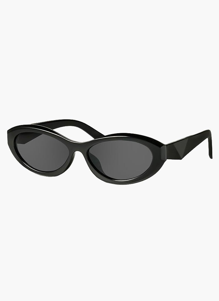 Damen Sonnenbrille Cat-Eye oval mit breitem Kunststoffrahmen – Schwarz