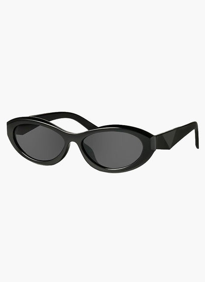 Damen Sonnenbrille Cat-Eye oval mit breitem Kunststoffrahmen – Schwarz