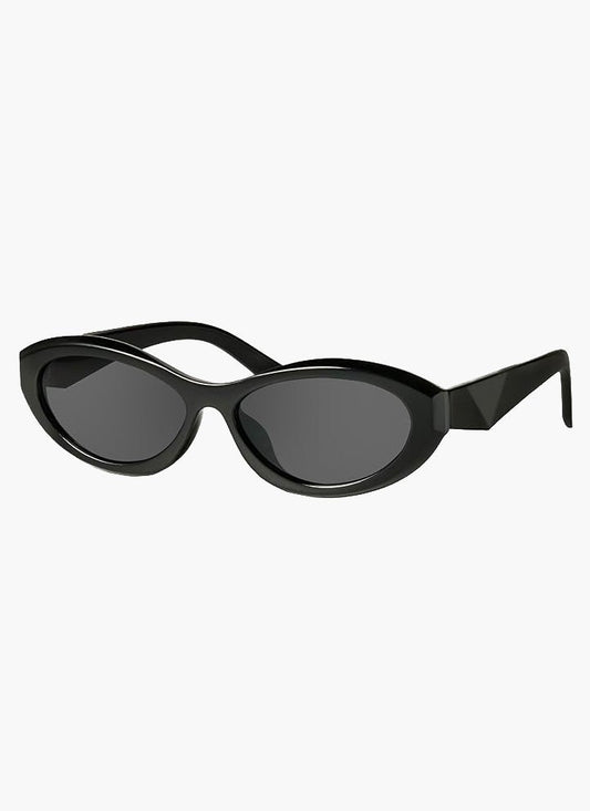 Damen Sonnenbrille Cat-Eye oval mit breitem Kunststoffrahmen – Schwarz