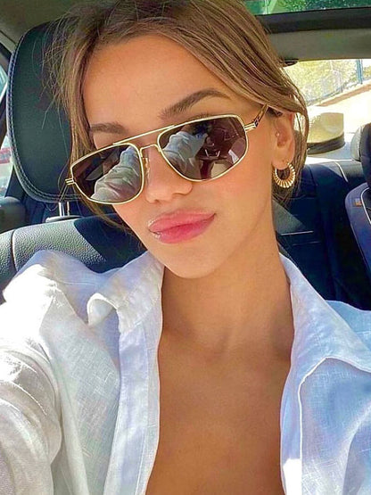 Damen Sonnenbrille Aviator Stil mit Metallrahmen  – Gold/Schwarz