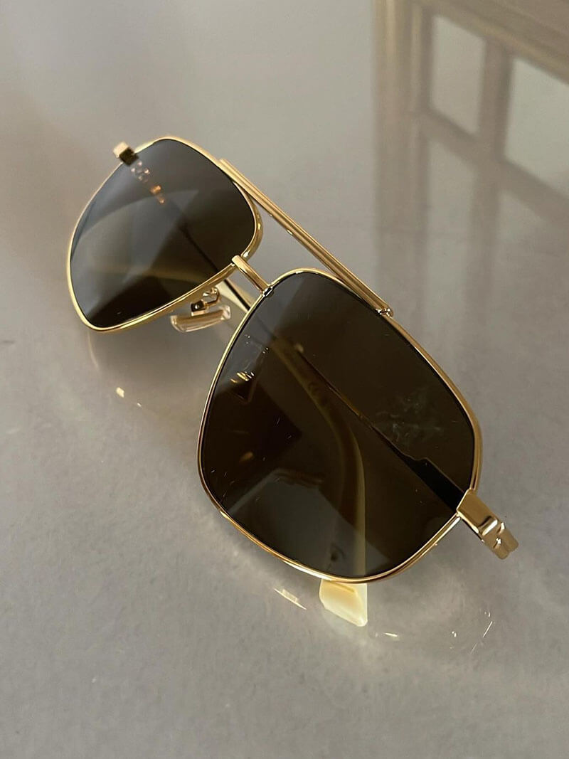 Damen Sonnenbrille Aviator Stil mit Metallrahmen  – Gold/Schwarz