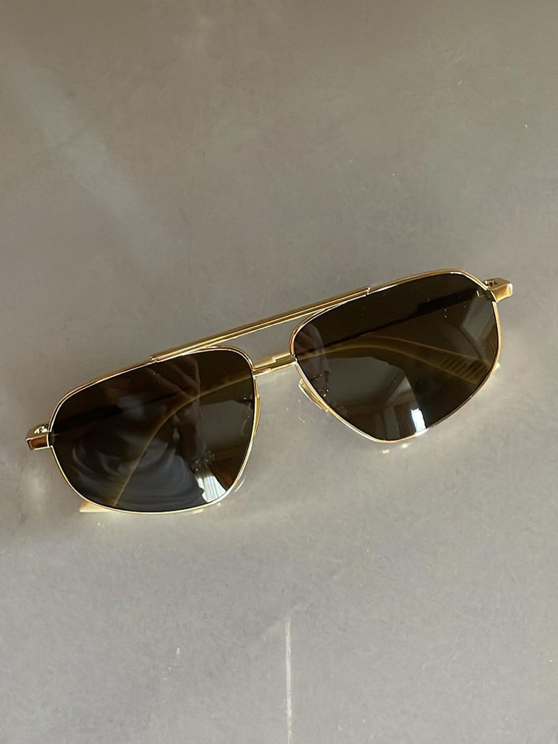 Damen Sonnenbrille Aviator Stil mit Metallrahmen  – Gold/Schwarz