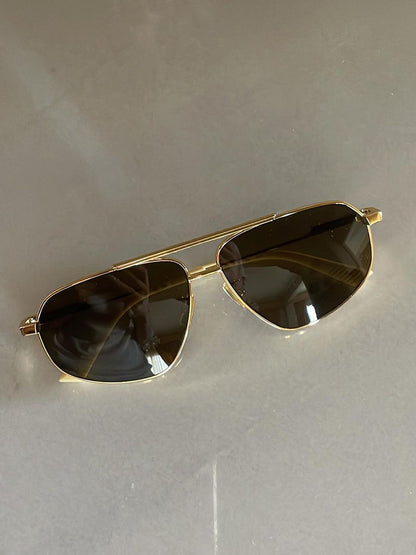 Damen Sonnenbrille Aviator Stil mit Metallrahmen  – Gold/Schwarz
