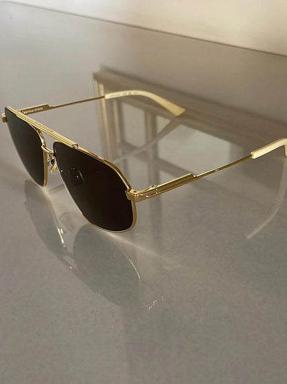 Damen Sonnenbrille Aviator Stil mit Metallrahmen  – Gold/Schwarz