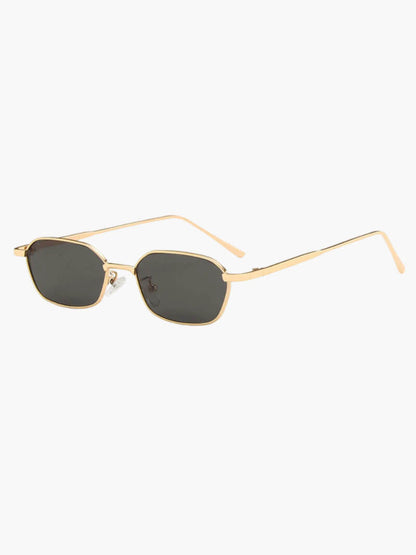 Damen Sonnenbrille sechseckig mit Metallrahmen, goldfarben