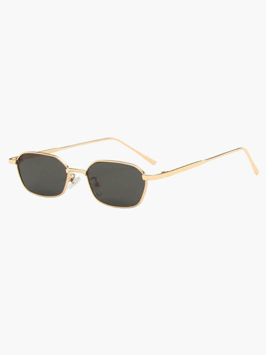 Damen Sonnenbrille sechseckig mit Metallrahmen, goldfarben