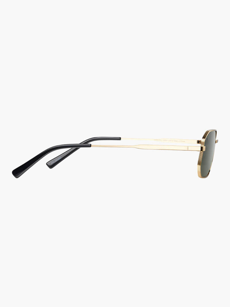 Damen Sonnenbrille sechseckig mit Metallrahmen, goldfarben