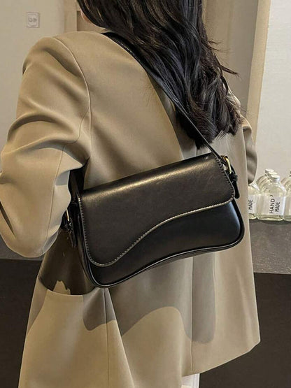 Damentasche Schultertasche Leder dunkelbraun mit Wellen-Design